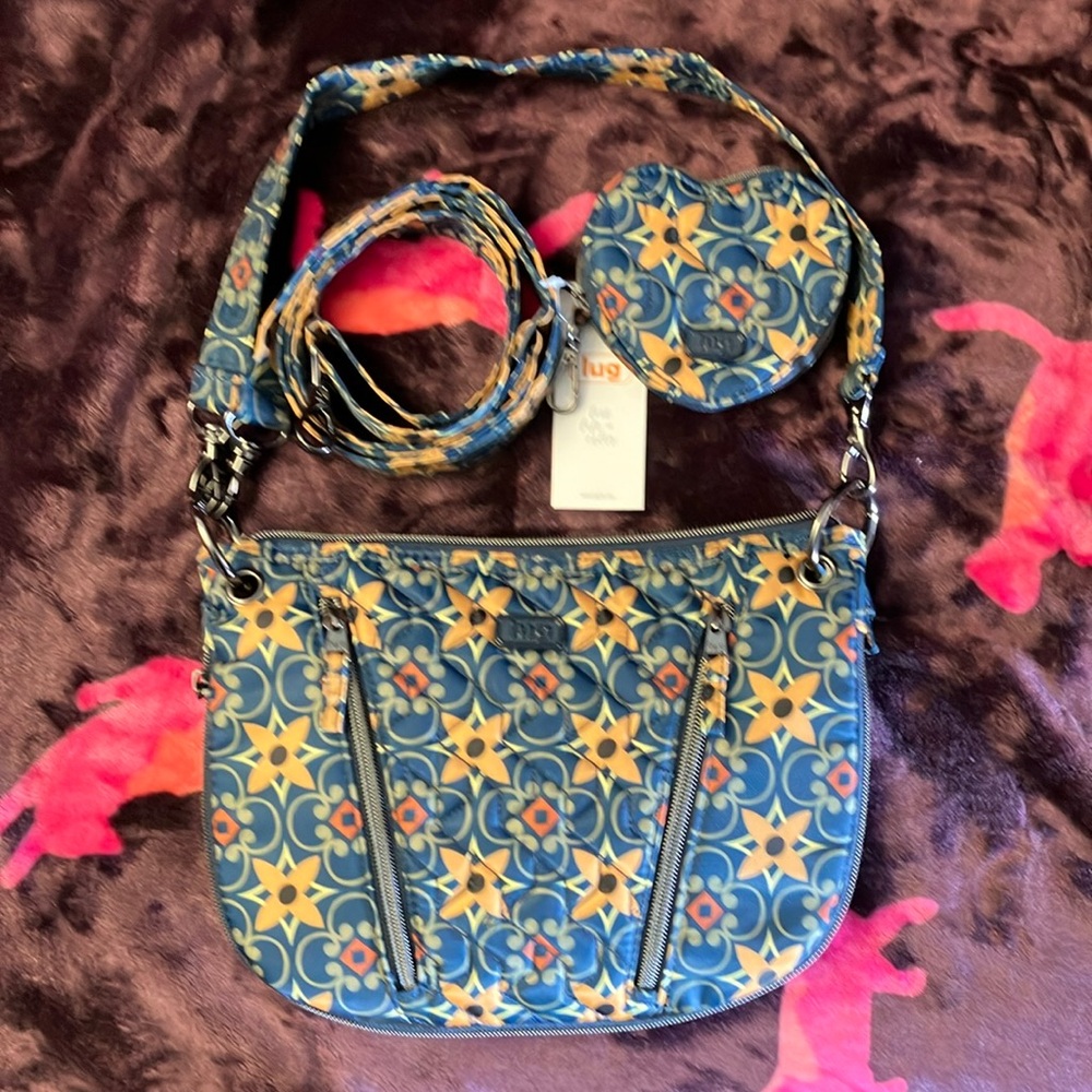 LUG Swivel Bag + Heart Pouch Combo (Tiles Teal)